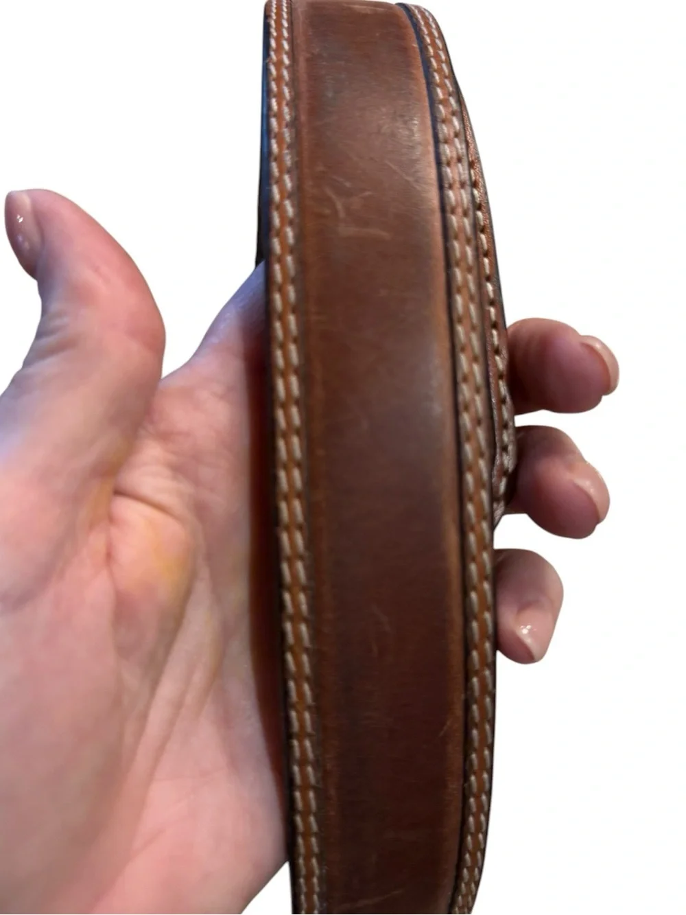 3D Men’s 38 Tooled Brown Leather Belt Only Hand Tooled Ends